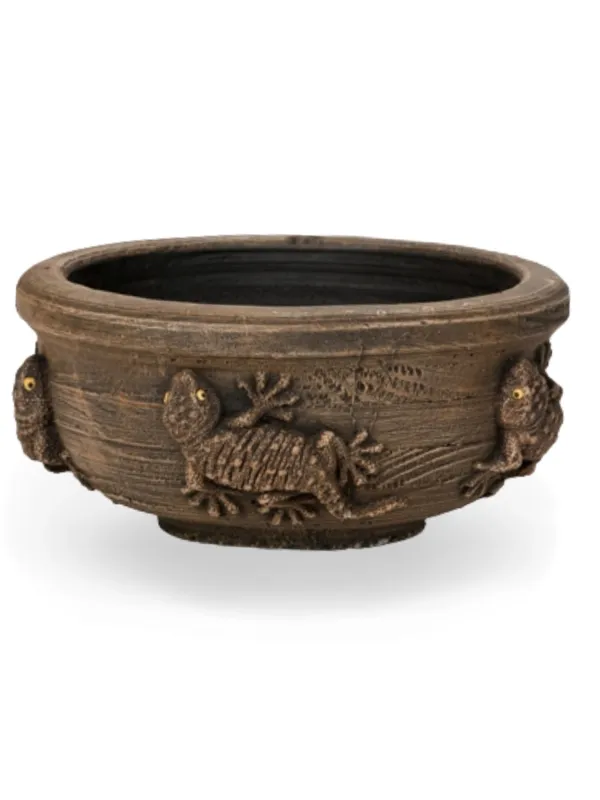 Painted Gecko Pot Lenght:240mm Width:240mm Height:110mm