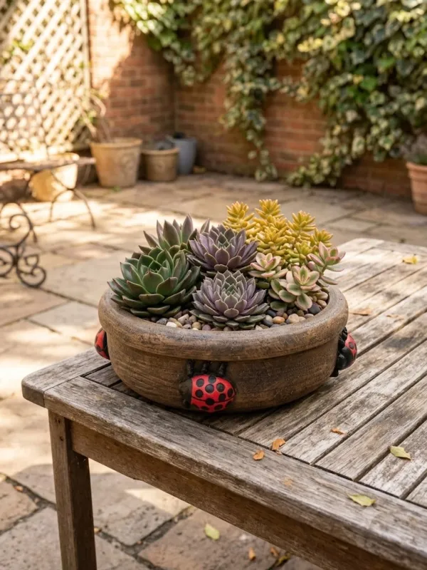 Painted Ladybird Pot Large Lenght:240mm  Width:240mm Height:110mm
