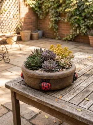Painted Ladybird Pot Large Lenght:240mm  Width:240mm Height:110mm