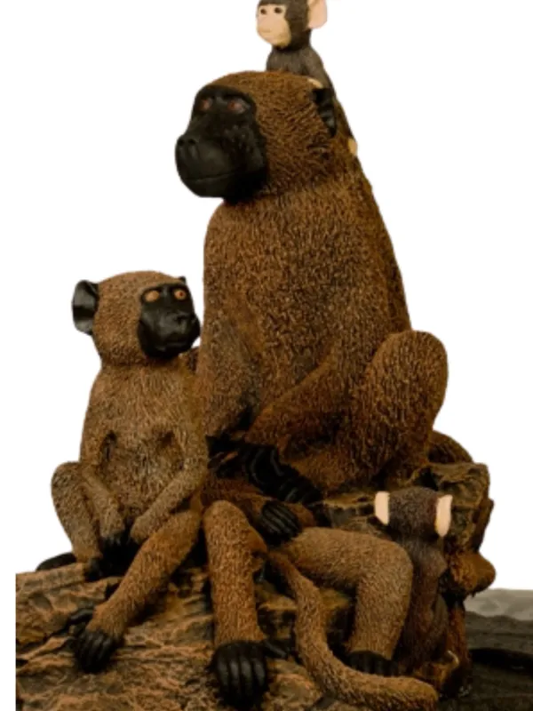 Painted Baboon Family Lenght:500mm Width:850mm Height:880mm