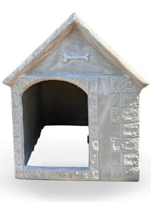 Classic Concrete Dog House Large Whitewash Finish Length:810mm Width:720mm Height:860mm