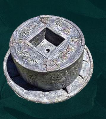 Fibreglass Chinese Millstone &amp; Pebble Pond Length:640mm Width:300mm Height:300mm