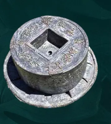 Fibreglass Chinese Millstone &amp; Pebble Pond Length:640mm Width:300mm Height:300mm