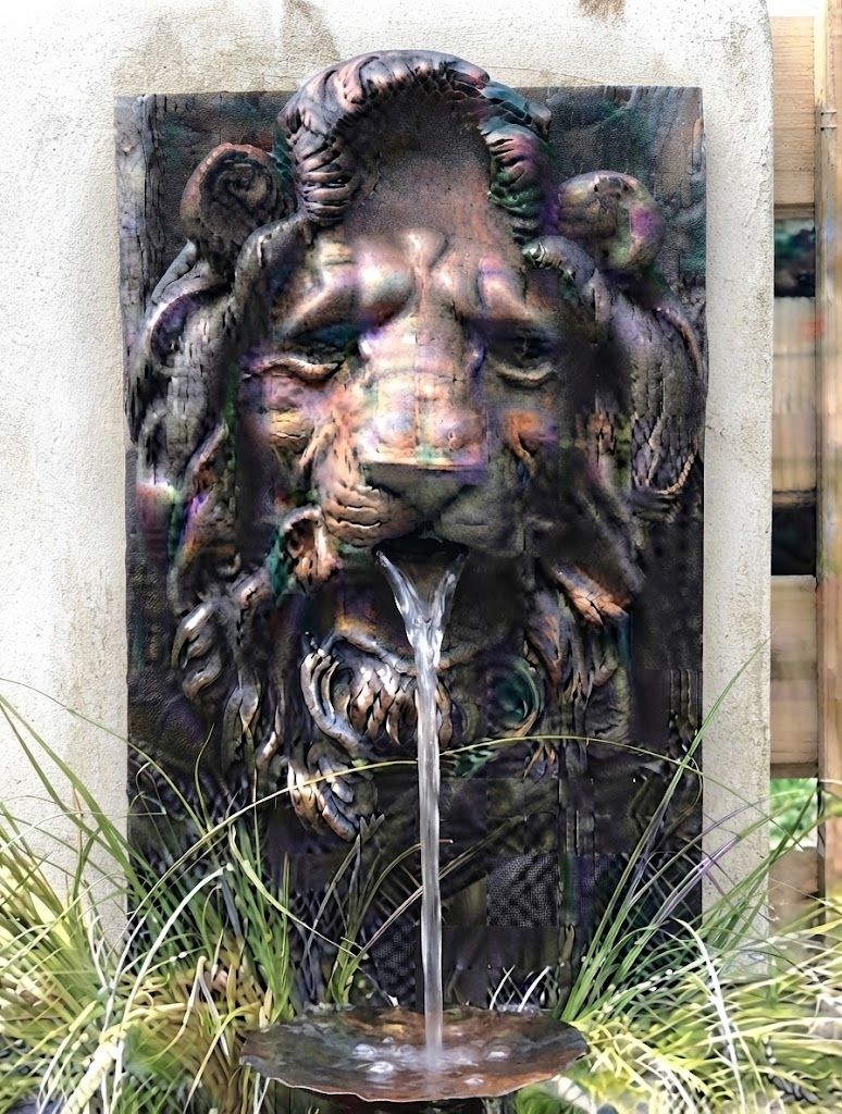 Fibreglass Lions Head Falls &amp; Pond Length:1350mm Width:1260mm Height:250mm