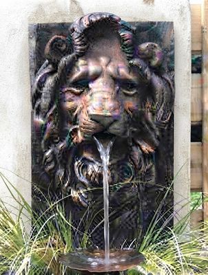 Fibreglass Lions Head Falls &amp; Pond Length:1350mm Width:1260mm Height:250mm