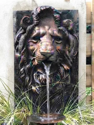 Fibreglass Lions Head Falls &amp; Pond Length:1350mm Width:1260mm Height:250mm