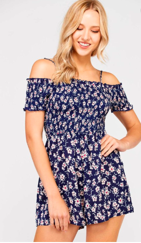 Navy Floral Romper