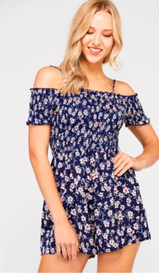 Navy Floral Romper