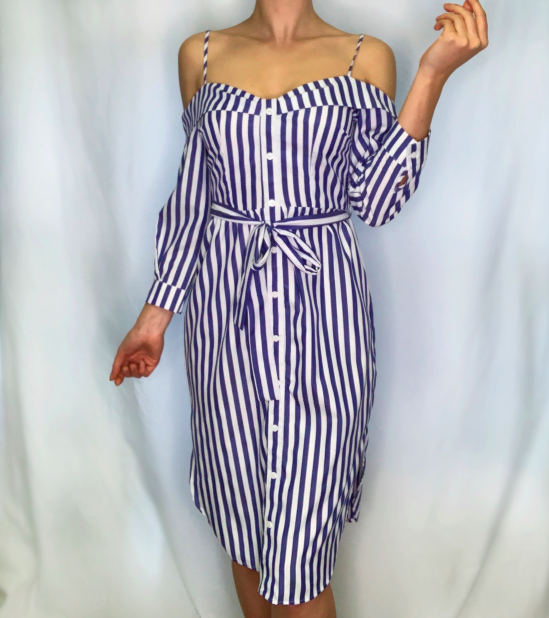 OFF SHOULDER STRIPE DRESS