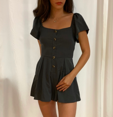 Square Neck Button Romper