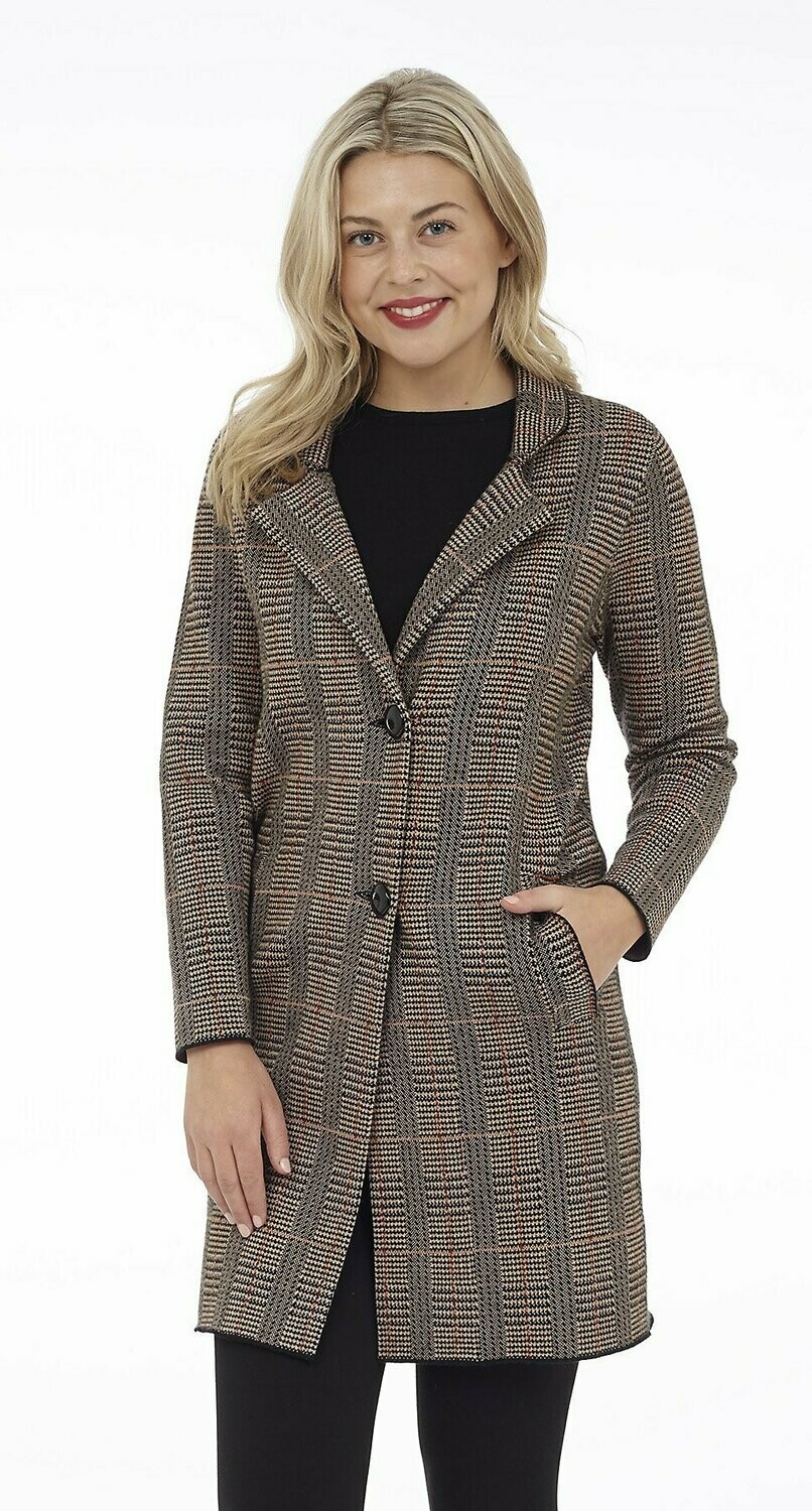 Houndstooth Plaid Double Knit Jacket