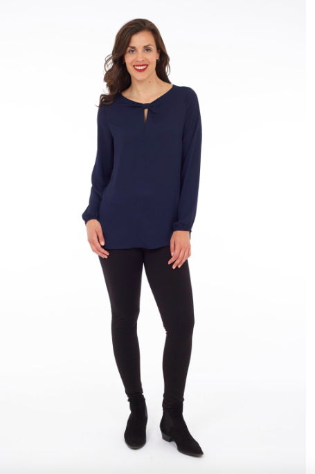 Blouse With Front Neck Bow Detail