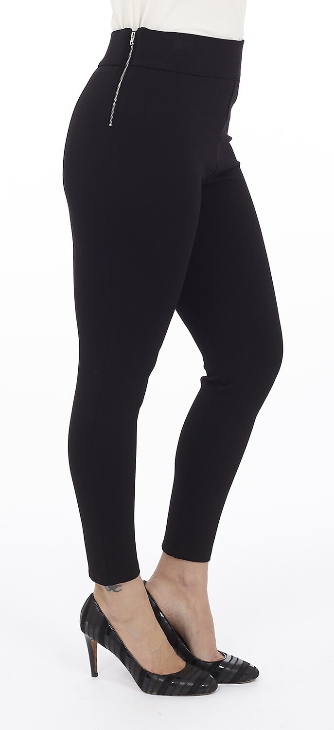 High Rise Ponte Pant W/Side Waist Zipper