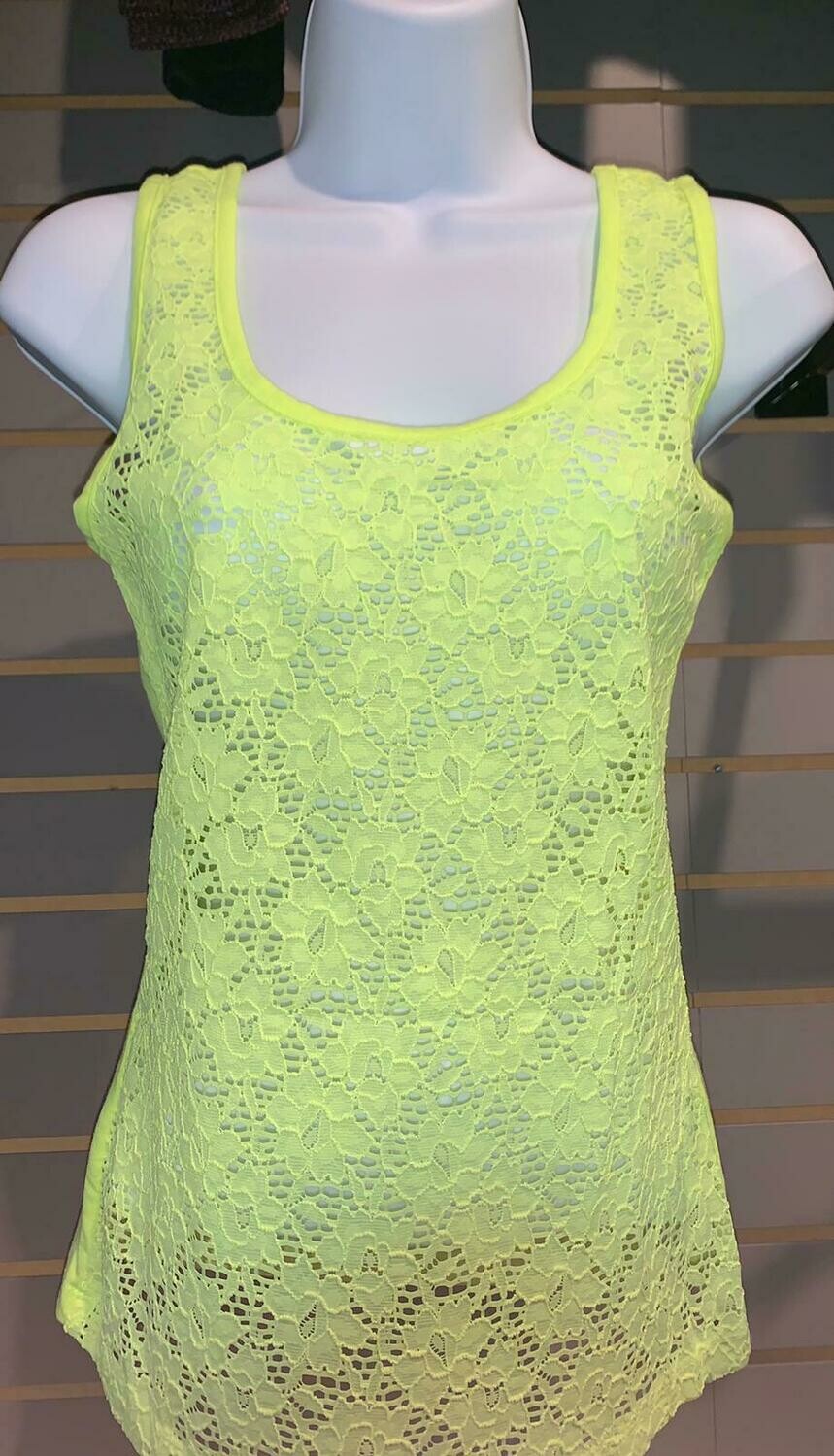 Lace Neon Tank Top - Greens