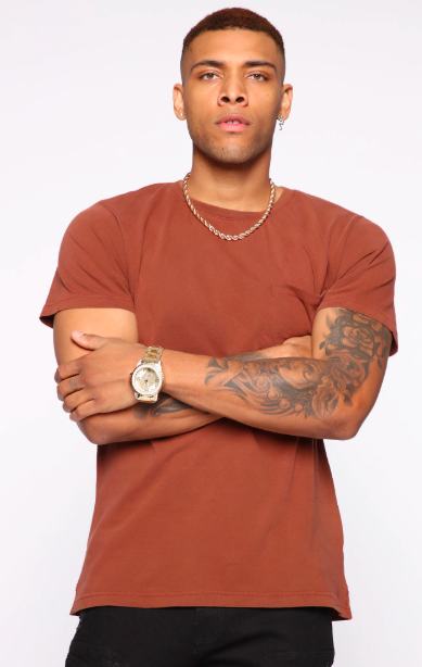 Men's Round Neck Half Sleeve - Rust
