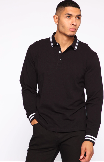 Long Sleeve Polo T-shirt Black