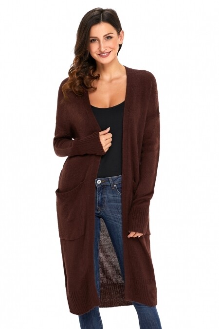 Brown Knit Cardigan - Brown