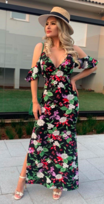 Leyva&#39;s Maxi Dress- Floral Black