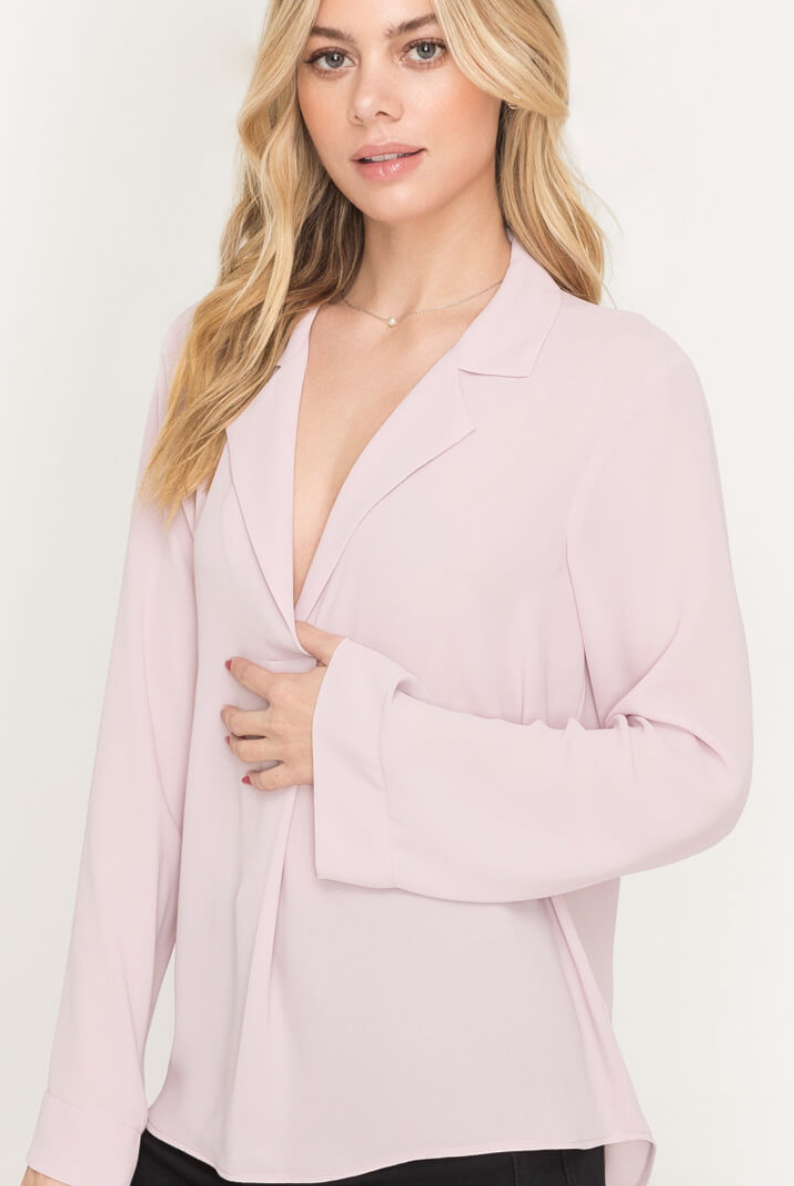 Collard V-Neck Blouse