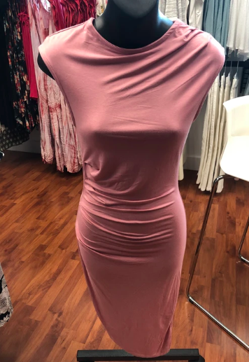 Side Gather Dress - Pink