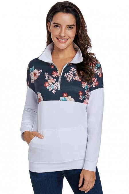Floral Splice White Top