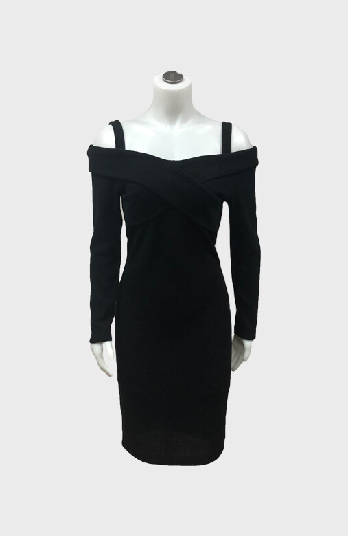 Bodycon Dress W/Criss Cross - Black