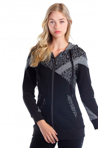 Printed Sweater W/Zipper 