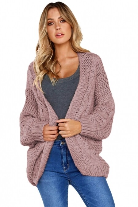 Chunky Knit Cardigan - Mauve