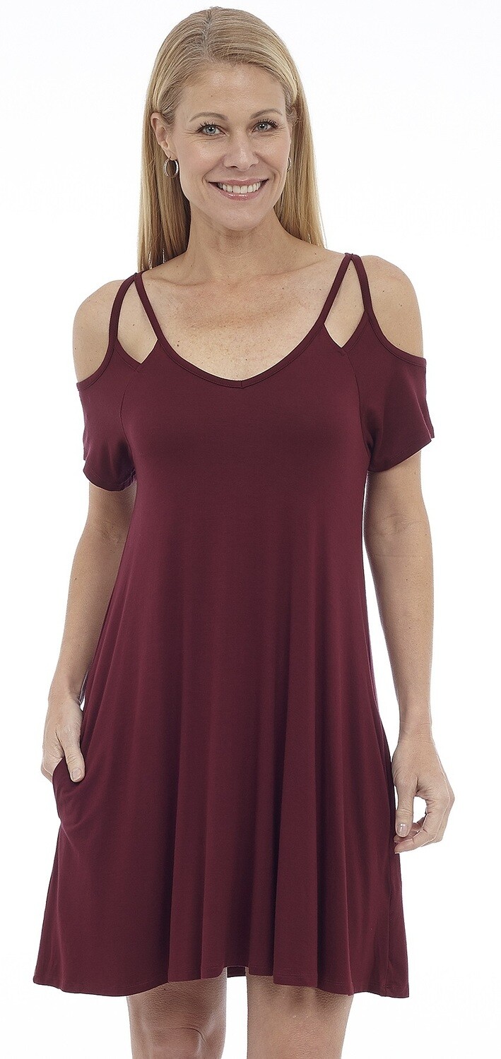 Burgundy Cut Out Shoulder