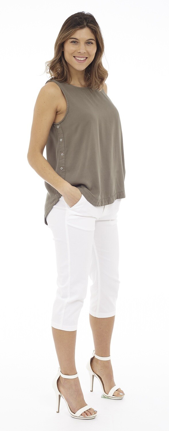Side Seam Button Detail-Army Green