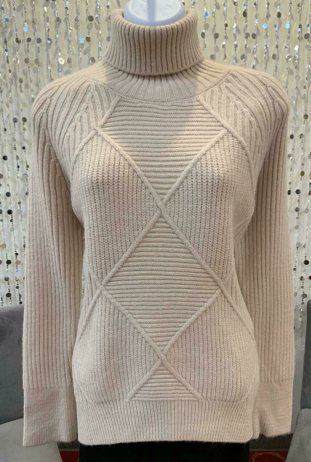 W9004- Blush Turtle Neck Sweater