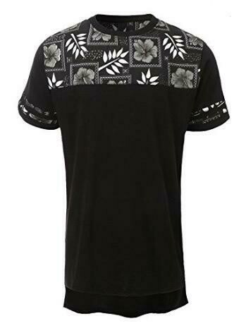 Men's T-Shirt High/Low - Black/Grey