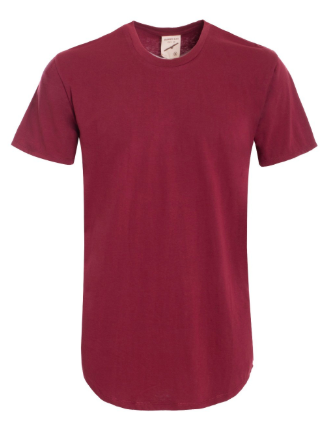 Men's Hem Curve Crew Neck - Burgundy
