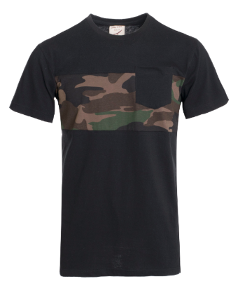 Men's Solid Color Block Camo Tee - Camo Green