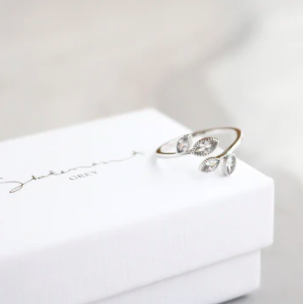 Crystal Leaf Ring