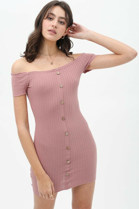 Button Front Mauve Dress