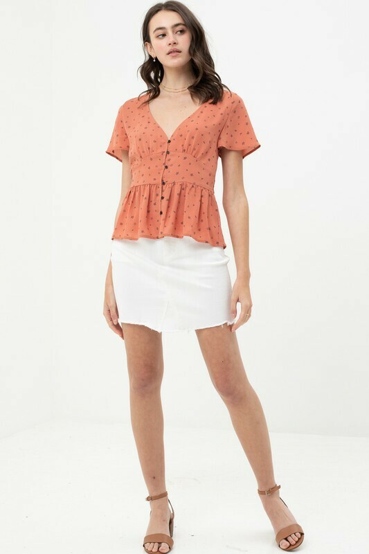 Floral Patterned Blouse Rust