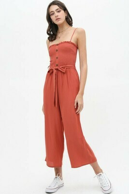 V-Neckline Jumpsuit Rust 