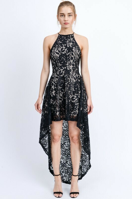 Floral Lace Dress - Black