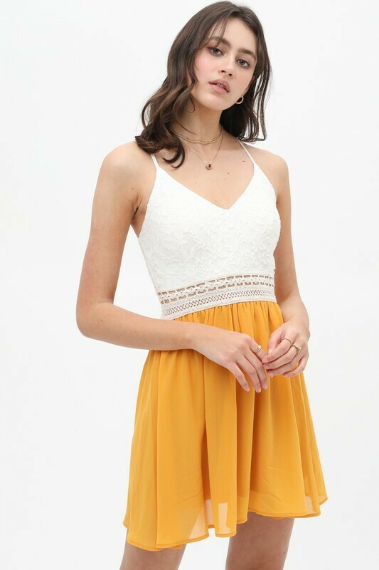 V-Neck Sleeveless Dress Yellow