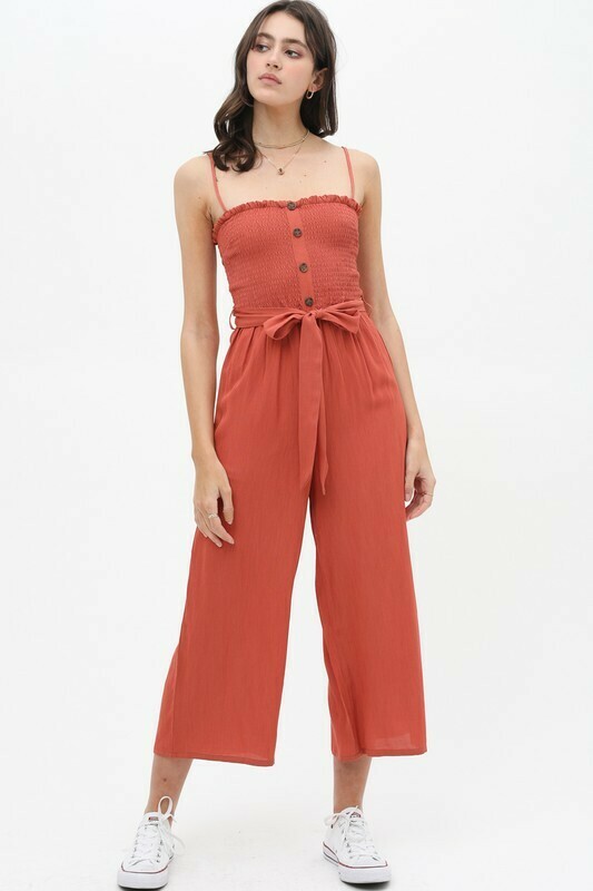 V-Neckline Jumpsuit Rust 