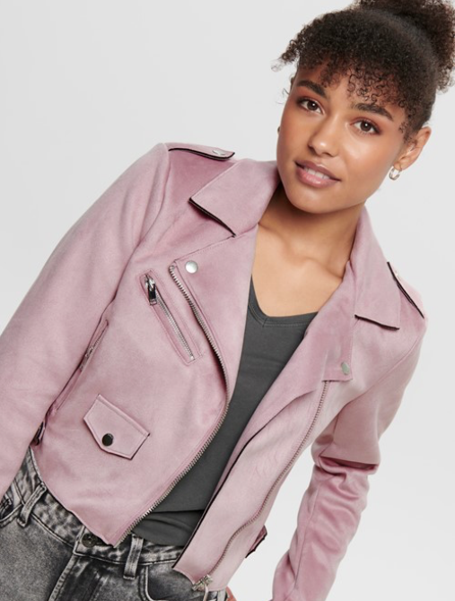 Crop CC Suede Jacket Pink
