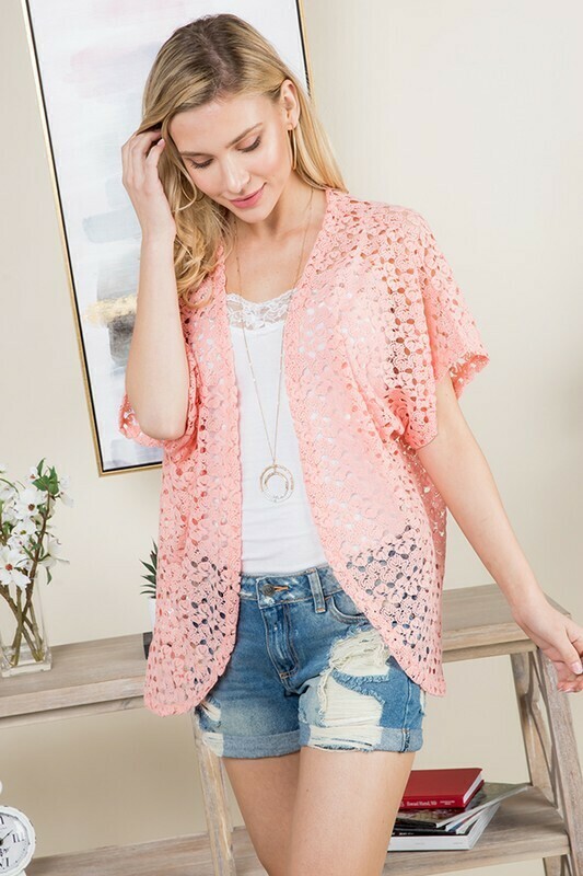 Crochet Kimono Pink