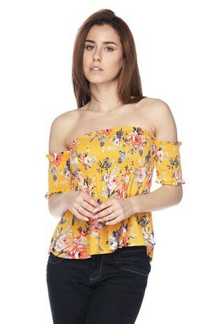 Off Shoulder Smock Top Black