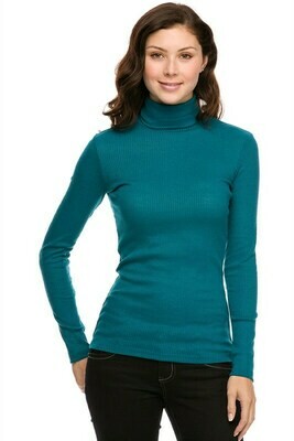 Plus Ribbed Turtle Neck Top Black