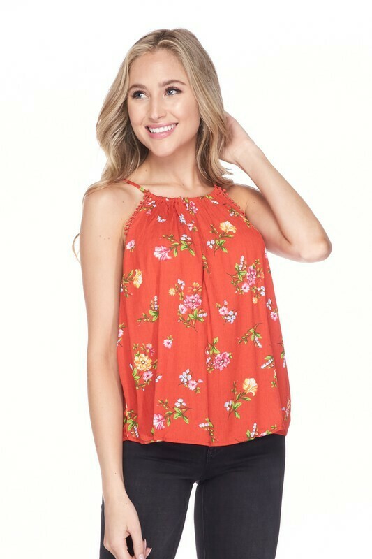 Loose Fit Top Detailed Side Trim Bright Rust