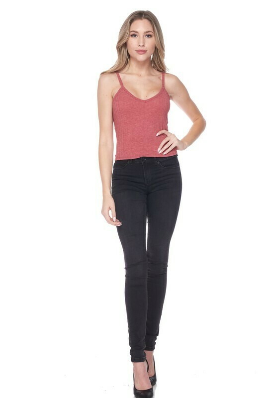 Solid Cropped Cami Top Tea Berry