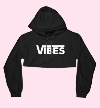 Vibes Graphic Crop Hoodie Black