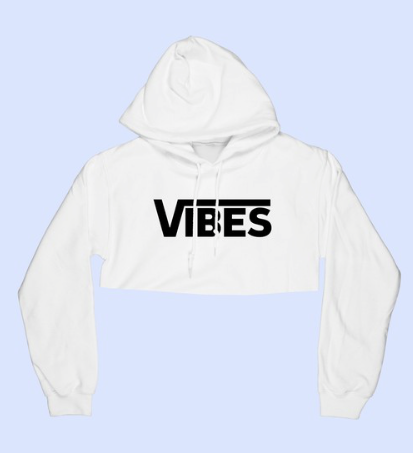 Vibes Graphic Crop Hoodie Mint
