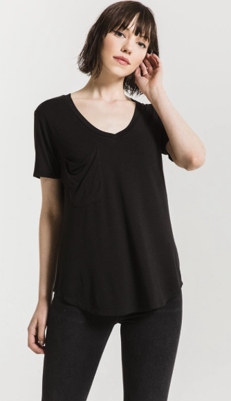 The Sleek Jersey Pocket Tee Black